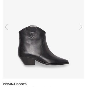 Isabel Marant Dewina Western Black Leather Boots Sz 40 Sold Out EUC